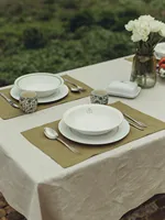 Serviettes de table en lin bio vertes pour mariage, occasions spéciales, cadeau pour hôtesse, réutilisables, vente en gros, OEM