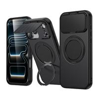 Coque de téléphone créative 2-en-1 en TPU+PC avec anneau de support pour objectif dissimulé