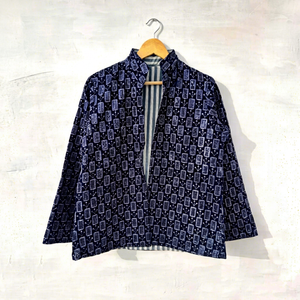 Ethnic Navy <b>Velvet</b> Floral Embroidered Suzani <b>Jacket</b> With Geometric Pattern Full Sleeve Stand Collar Bohemian <b>Women's</b> Autumn Coat - Product Image 1
