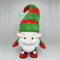 Costume de mascotte gonflable de marche de nain de 2m joli nain de Noël avec chapeau en peluche Costume de mascotte nain gonflable pour la fête