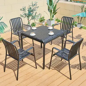 정원 가구 알루미늄 테이블과 의자 야외 테이블과 의자 이벤트 라운드 테이블 다이닝 세트 금속 철 가구