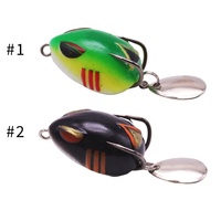 Leurre de surface artificiel en forme de grenouille ovale lisse, motif rayures verticales, avec un seul spinner rotatif, pour la pêche en eau douce