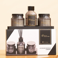 LANJO 2026 Nouveau Design Ensemble Diffuseur et Bougie Votive en Cire de Soja avec Plateau en Bois Écologique Parfumé Aromathérapie Emballage Luxe Mariages