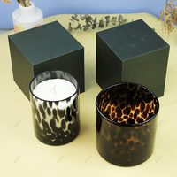 Échantillons gratuits Bougies parfumées de luxe Parfum d'intérieur Pots de bougies en verre imprimé léopard Coffret cadeau Bougie d'aromathérapie