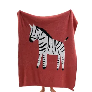 New Arrival 100% polyester ngựa vằn Jacquard dệt kim sợi nhỏ chăn cho trang trí nội thất sofa JM