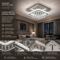 Nouvelle lampe de plafond LED de luxe pour salon et chambre à coucher, forme carrée moderne et simple avec télécommande, lumières en cristal