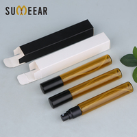 SUMEEAR Flacon pulvérisateur de parfum vide rechargeable en verre ambré de 15 ml avec pompe, sérigraphie, emballage en boîte de 50 pièces
