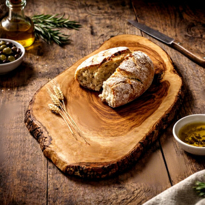 Planche à découper ronde en bois d'olivier avec poignée en bois, durable, épaisseur 9 mm, passe au lave-vaisselle, bloc de découpe de cuisine - Product Image 1