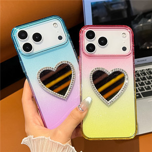 Cover per Cellulare con Effetto <span class=keywords><strong>Specchio</strong></span> Glitterato e Sfumatura Morbida per iPhone X 11 12 13 14 15 Pro Max 16 17 Air 17 Pro - Product Image 1