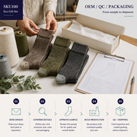 Coffret Cadeau Éco-responsable en Fibre, Trois Paires, Tons Terre, Emballage Naturel Texturé, Adaptation Naturelle, Transparence du Contenu, Conseils d'Entretien, Renforcé