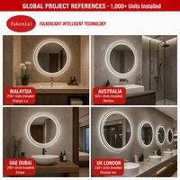 Miroir de salle de bain intelligent Fullkenlight à commande tactile, miroir de vanité LED rond sans cadre de luxe pour hôtel, matériaux de construction
