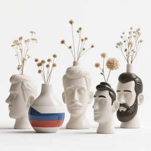 Vase en céramique nordique tchèque. Design personnalisé en 3D peint à la main, un récipient minimaliste alliant la simplicité <span class=keywords><strong>scandinave</strong></span> et des motifs tchèques - Product Image 2
