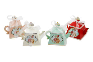 4 Colors <strong>Floral</strong> Tea Party Favour Candy Treat Paper <strong>Boxes</strong> Teapot Design Gift Goodie Paper <strong>Boxes</strong> for Wedding Tea Party Decorations - Product Image 3