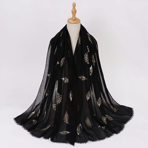 Pañuelo Hijab de Lujo de Algodón y Lino <span class=keywords><strong>TR</strong></span> con Estampado de Lámina Dorada, Pañuelo Musulmán para la Cabeza, Malasia, África, Dubái - Product Image 6
