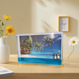 Tùy Chỉnh 4*6 Inch Hình Chữ Nhật Acrylic Khung Ảnh Phong Cách Mới 3D Floater Lỏng Long Lanh Màu Cát Hình Ảnh Khung Nhựa - Product Image 2