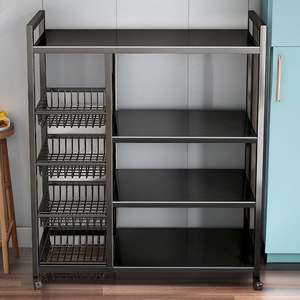 Multi Layer Storage Rack Kitchen Organizer Movable Shelf With Baskets For Living Room And Kitchen Use - Product Image 2