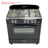 Cuisinière à gaz robuste à 5 brûleurs avec four, en acier inoxydable, cuisinière à gaz commerciale avec four intégré pour restaurant et cuisine