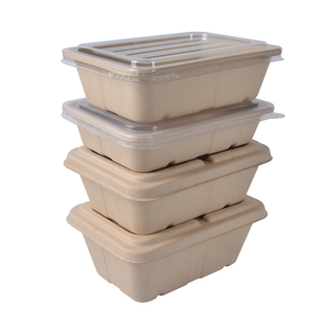 Fiambrera de pulpa de bagazo de salida de fábrica, contenedor de comida para llevar desechable con tapa - Product Image 1