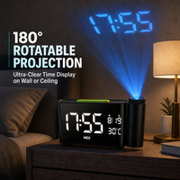 Jam Alarm Proyeksi Waktu Elektronik ABS Baru Layar LCD Besar 12/24 Jam Tampilan Suhu Dalam Ruangan Alarm Hari Kerja Sentuh Snooze USB