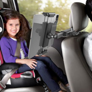 Car Headrest Phone Mount Universal Adjustable Height 4.7-11 Inch Black Aluminum Alloy Telescopic Rod <b>Holder</b> - Product Image 2