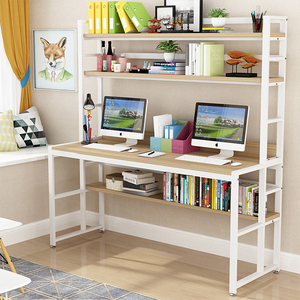 Escritorios de ordenador baratos modernos y sencillos para oficina en casa con estante, escritorio grande para <span class=keywords><strong>2</strong></span> <span class=keywords><strong>personas</strong></span>, <span class=keywords><strong>mesa</strong></span> de <span class=keywords><strong>estudio</strong></span> para estudiantes, mesas sencillas para ordenador portátil - Product Image 5