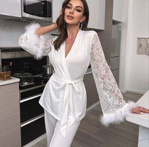 Conjunto de Pijamas Sexys para el Hogar, Cintura Elástica, Talla XL, Puños con Detalles, Camisón - Product Image 6