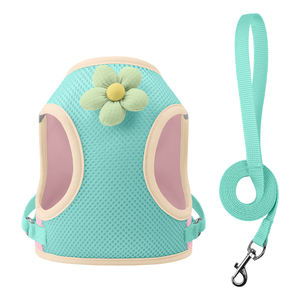 Ensemble de harnais pour chat et petit chien à motif floral en gros, harnais respirant pour animaux de compagnie, laisse pour chiot, chaton, promenade - Product Image 1
