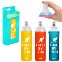 Bouteille d'eau souple WRELS, qualité alimentaire, anti-fuite, gourde souple, accessoires de course, bouteille d'eau pliable, logo personnalisé, bouteille souple en TPU