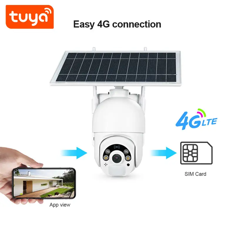 Wholesale H.265 Real Time Smart 4G Camera Tuya Smart 4G 2.0MP 6W Solar Panel 2" PTZ HD Battery Camera PST-S20-4GT
