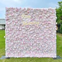 Dekorasi Dinding Bunga Mawar & Hydrangea Buatan Warna Putih 8ft dengan Ukuran yang Dapat Disesuaikan untuk Dinding Foto Check-in