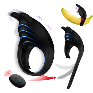 Hautfreundlicher Silikon-Kaninchen-Vibrator zur Klitorisstimulation, verstellbare Größe, vibrierender Penisring - Product Image 3