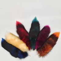 Gros teint 35-40CM grande queue de renard porte-clés vêtements moelleux véritable fourrure de renard tailPendentifs