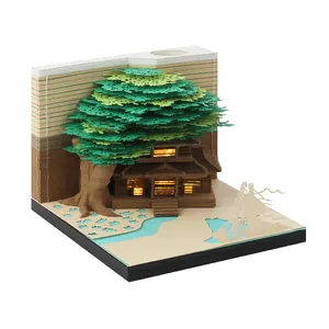 DIY Creative Japan Craft Note Paper Art Building Block 3D Sticky Notes Memo Pads Stickers Creative Tree House Post Notes