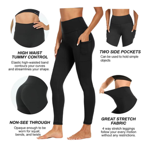 Wholesale Custom High Waisted Sports Workout Yoga Pants <b>Leggings</b> for Women Soft Polyester Gym Fitness <b>Leggings</b> <b>With</b> <b>Pocket</b> - Product Image 6