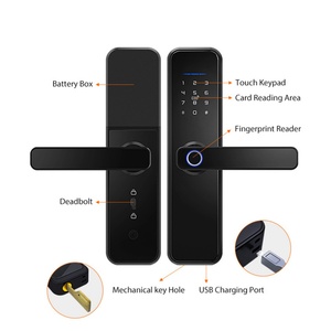 Home Security Outdoor Waterproof <b>Smart</b> Biometric Fingerprint Door <b>Lock</b> Tuya Wifi App Intelligent <b>Lock</b> With Camera Doorbell - Product Image 5