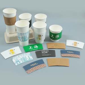 Eco Friendly Biodegradable Custom Personalized Disposable <b>Printed</b> Logo Takeaway Hot Drink Paper <b>Coffee</b> Cups Hot Sleeves - Product Image 1