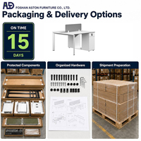 Bureau de direction blanc avec cloison en tissu, poste de travail latéral ouvert avec armoire à tiroirs verrouillable