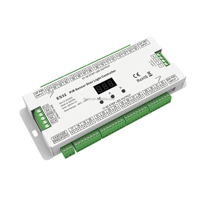 Hot Sale 160-768W Smart Stair Light Controller 32-Step Case PIR Motion Sensor 5-24V High Constant Voltage LED Strip Dimmers ES32