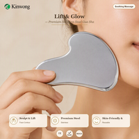 Herramienta de Masaje Facial Kinwong de Metal Gua Sha en Forma de Corazón, Pulido Espejo, Lifting Facial, Drenaje Linfático, Venta al por Mayor OEM