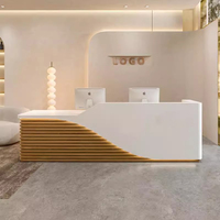 Moderne Simple Salon Boutique Bureau Hôtel En Bois Blanc Front Desk Table Comptoir De Réception En Vente