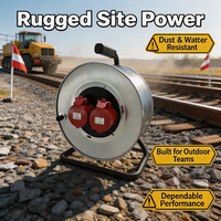 Enrouleur de câble CEE de 25 m avec 2 prises CEE, étanche IP44, 400 V 16 A H07RN-F 1,5 mm² isolé en caoutchouc, pour le camping et les chantiers de construction