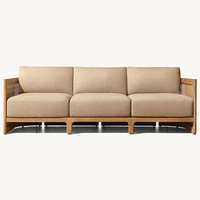 Ensemble de salon de jardin haut de gamme au design nordique personnalisé, en teck et rotin PE, résistant aux intempéries et aux UV