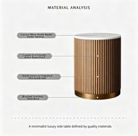 Nouvelle arrivée, meubles de salon de style moderne et luxueux, table d'appoint en chêne avec table basse ronde en marbre, table d'appoint en bois pour usage domestique