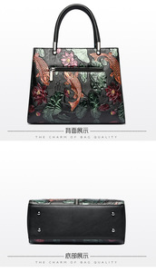 Custom New Retro Female Leather Bag Flowers Pu Leather <b>Tote</b> Bag Handbags Manufacturer Ladies Messenger Shoulder Bag - Product Image 4