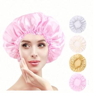 Bonnet de Douche Femme en Satin Imperméable Élastique Réutilisable Extra Large pour la Plage et l'Extérieur – Design Tendance - Product Image 1