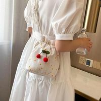 Sac seau mini bandoulière d'été pour étudiantes, design tendance à une épaule, en toile et polyester, style frais et doux