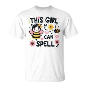 Camiseta para niña con estampado de 'Girl Can Spell' para la competencia escolar de ortografía, camiseta promocional - Product Image 1