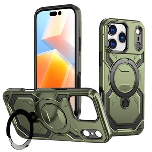 Luxe pour <span class=keywords><strong>Magsafe</strong></span> sans fil charge magnétique armure étui pour <span class=keywords><strong>iPhone</strong></span> 17 Air 16E 16 15 14 13 12 11 Pro Max Plus anneau support couverture - Product Image 2