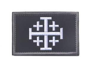 Jerusalem Knights Umweltfreundlicher Canvas-Taktik-Armband-Patch Harz-Kreuzzug-Medaille Bestickte Klett-Patches - Product Image 5