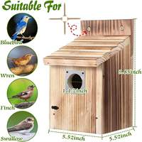 Nichoir moderne pour oiseaux d'extérieur en bois avec protection contre les prédateurs en métal pour les pinsons, les hirondelles, les moineaux et les pinsons